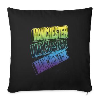 Manchester England UK City Font Skyline Home - Sofa pillowcase 17,3'' x 17,3'' (45 x 45 cm) - black - Front