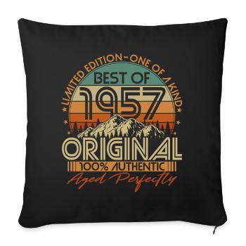 Né en 1957 Vintage Anniversaire Rétro - Housse de coussin décorative 45 x 45 cm - noir - Devant