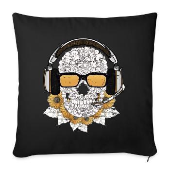Music Skull - Sofa pillowcase 17,3'' x 17,3'' (45 x 45 cm) - black - Front