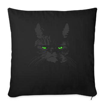 CAT with green eyes - Sofa pillowcase 17,3'' x 17,3'' (45 x 45 cm) - black - Front