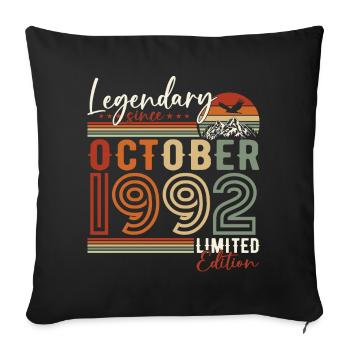 Légendaire Octobre 1992 Anniversaire de naissance - Housse de coussin décorative 45 x 45 cm - noir - Devant