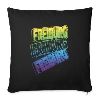 Freiburg Germany City Font Skyline Home - Sofa pillowcase 17,3'' x 17,3'' (45 x 45 cm) - black - Front