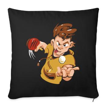 Tennis de table Ping-pong Tenue De tennis de table Joueur de tennis de table - Housse de coussin décorative 45 x 45 cm - noir - Devant