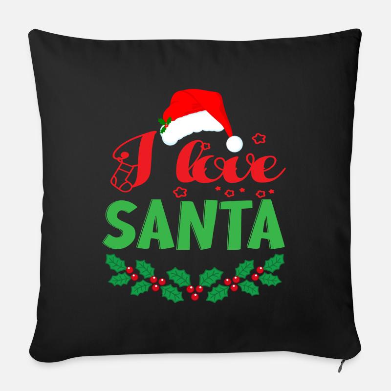 Noël J’aime le Père Noël - Housse de coussin décorative 45 x 45 cm - noir