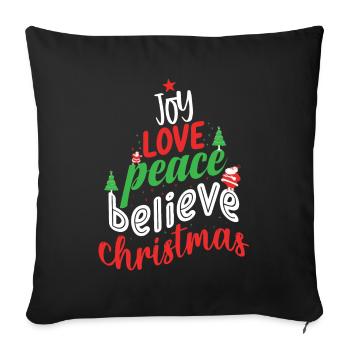 Joy Love Peace Believe Christmas tree - Sofakissenbezug 45 x 45 cm - Schwarz - Vorne