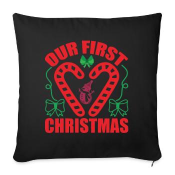 Our first Christmas - Sofa pillowcase 17,3'' x 17,3'' (45 x 45 cm) - black - Front
