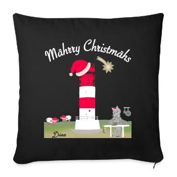 Leuchtturm Düne, Helgoland, Weihnachten - Sofakissenbezug 45 x 45 cm - Schwarz - Vorne