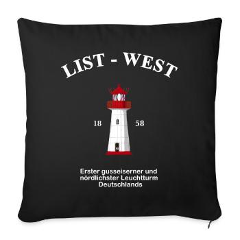 Lighthouse List-West, drawing with information - Sofa pillowcase 17,3'' x 17,3'' (45 x 45 cm) - black - Front