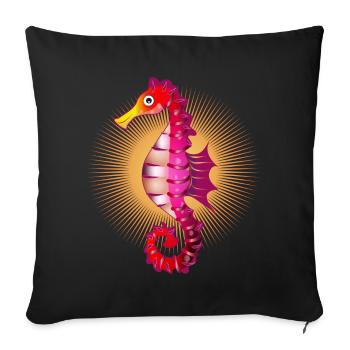 cute radiant seahorse in comic style - Sofa pillowcase 17,3'' x 17,3'' (45 x 45 cm) - black - Front