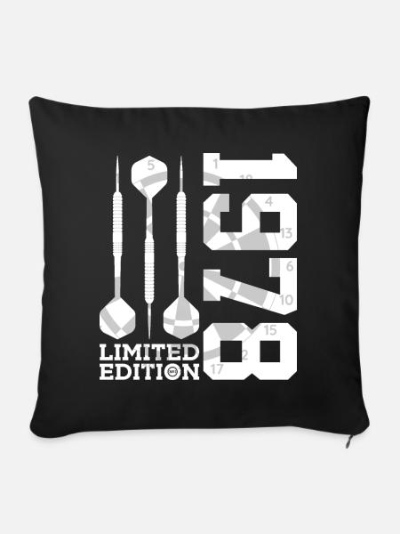 LIMITED EDITION 1978 DARTS 48. GEBURTSTAG - Sofakissenbezug 45 x 45 cm - Schwarz