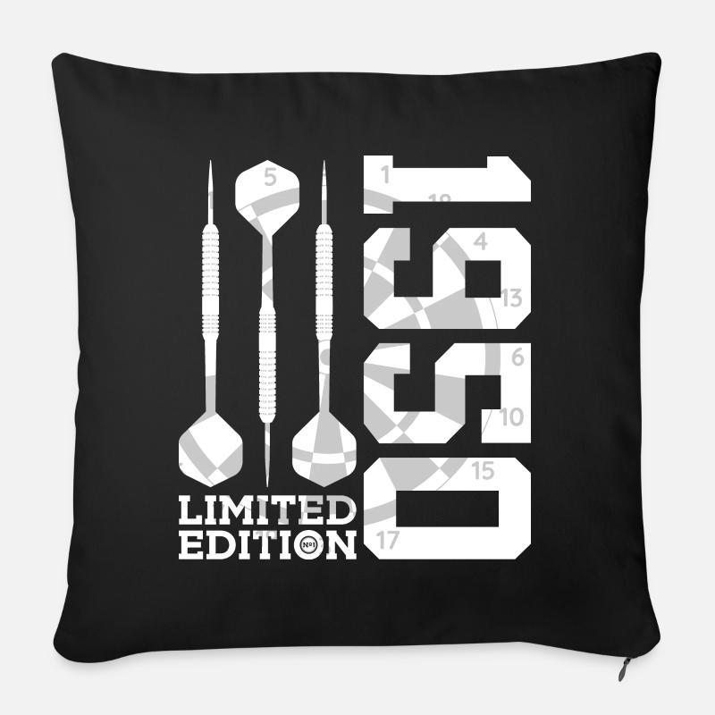 LIMITED EDITION 1950 DARTS 76TH BIRTHDAY - Sofa pillowcase 17,3'' x 17,3'' (45 x 45 cm) - black