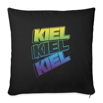 Kiel Germany City Font Skyline Home - Sofa pillowcase 17,3'' x 17,3'' (45 x 45 cm) - black - Front