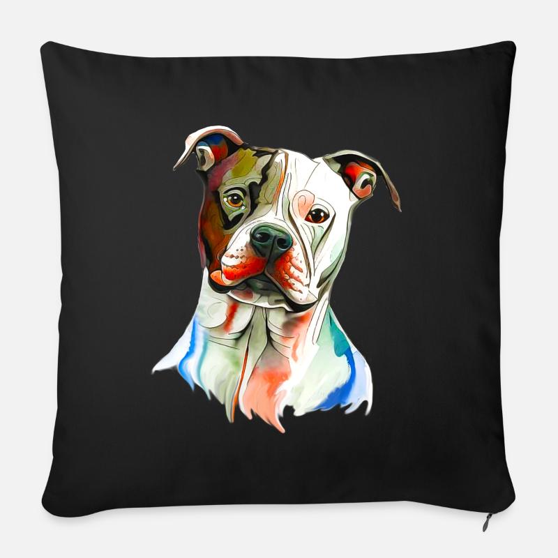 Staffordshire Terrier - Housse de coussin décorative 45 x 45 cm - noir