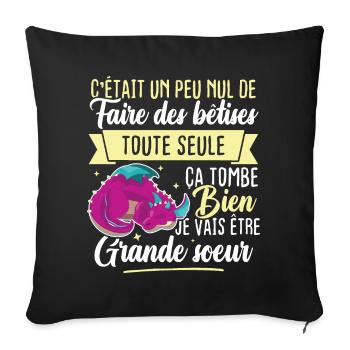 Je vais être grande soeur - Housse de coussin décorative 45 x 45 cm - noir - Devant