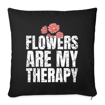 Les fleurs sont ma thérapie Fleuriste Amoureux des fleurs - Housse de coussin décorative 45 x 45 cm - noir - Devant
