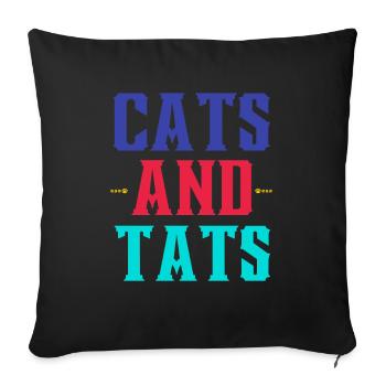 Katzen und Tattoos – Bunter Tippfehler - Sofakissenbezug 45 x 45 cm - Schwarz - Vorne