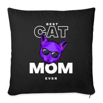 Meilleure Maman Chat violet - Housse de coussin décorative 45 x 45 cm - noir - Devant