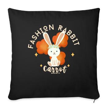Flowering rabbit and chic carrot - Sofa pillowcase 17,3'' x 17,3'' (45 x 45 cm) - black - Front