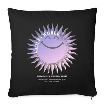 SmileyWorld Smiling Sun In Purple - Sofa pillowcase 17,3'' x 17,3'' (45 x 45 cm) - black - Front