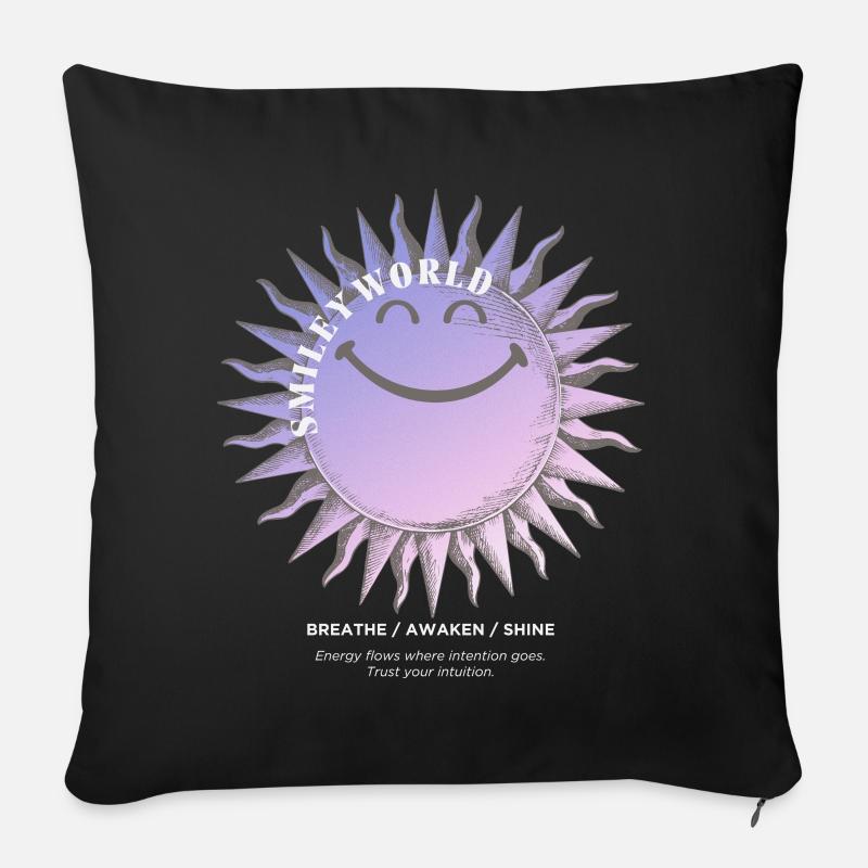 SmileyWorld Lächelnde Sonne In Lila - Sofakissenbezug 45 x 45 cm - Schwarz