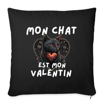 Mon chat est mon Valentin - Housse de coussin décorative 45 x 45 cm - noir - Devant