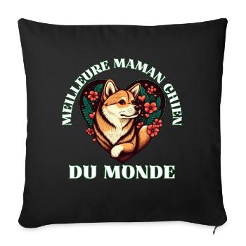 Meilleur Maman Chien du Monde - Housse de coussin décorative 45 x 45 cm - noir - Devant