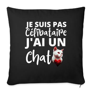 Je suis pas célibataire j'ai un chat - Housse de coussin décorative 45 x 45 cm - noir - Devant