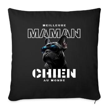 Maman Chien au Monde Bulldog - Housse de coussin décorative 45 x 45 cm - noir - Devant