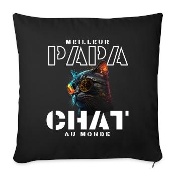 Chat neon lunettes arcenciel - Housse de coussin décorative 45 x 45 cm - noir - Devant