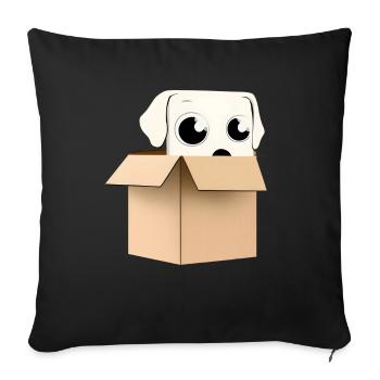 Curious Dog in Box - Sofa pillowcase 17,3'' x 17,3'' (45 x 45 cm) - black - Front