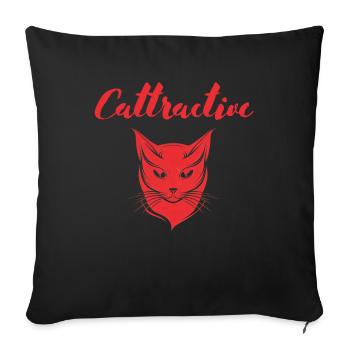 Cattractive Red: Feline Silhouette - Sofa pillowcase 17,3'' x 17,3'' (45 x 45 cm) - black - Front
