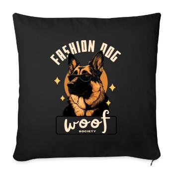 Chien Berger Cool Lunettes Oranges - Housse de coussin décorative 45 x 45 cm - noir - Devant