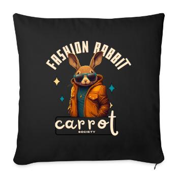 Lapin urbain en veste orange - Housse de coussin décorative 45 x 45 cm - noir - Devant