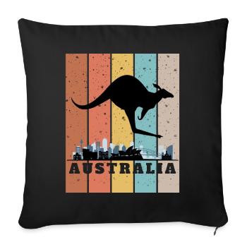 Kangourou sur la ligne d’horizon australienne - Housse de coussin décorative 45 x 45 cm - noir - Devant