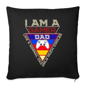 Je suis un papa gamer - Housse de coussin décorative 45 x 45 cm - noir - Devant