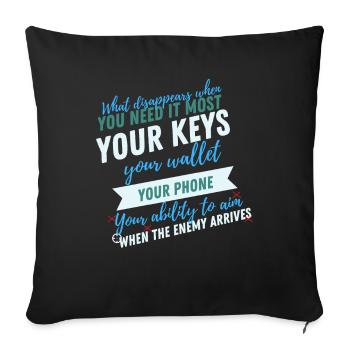 Portefeuille de clés Citation de téléphone Art de t-shirt - Housse de coussin décorative 45 x 45 cm - noir - Devant