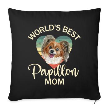 Dog Papillon Dwarf Spaniel - Sofa pillowcase 17,3'' x 17,3'' (45 x 45 cm) - black - Front