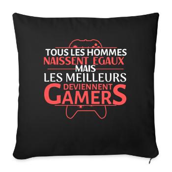 Gamer Elite: All Are Equal Yet Champions - Sofa pillowcase 17,3'' x 17,3'' (45 x 45 cm) - black - Front