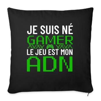 Je Suis Né Gamer ADN Pixel - Sofa pillowcase 17,3'' x 17,3'' (45 x 45 cm) - black - Front