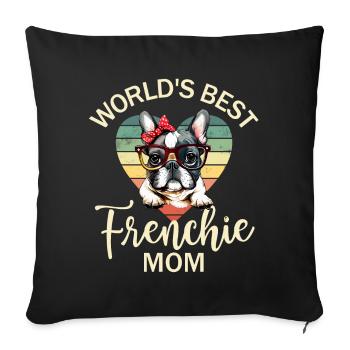 Chien bouledogue français - Housse de coussin décorative 45 x 45 cm - noir - Devant