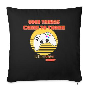 Retro Arcade Gaming Camp Logo - Sofa pillowcase 17,3'' x 17,3'' (45 x 45 cm) - black - Front