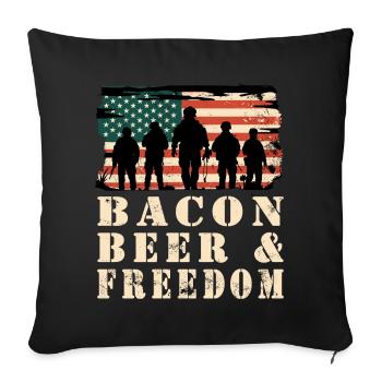 Bacon, Beer and Freedom - Sofa pillowcase 17,3'' x 17,3'' (45 x 45 cm) - black - Front