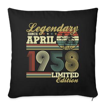 Avril 1958 Naissance Anniversaire Vintage Rétro - Housse de coussin décorative 45 x 45 cm - noir - Devant