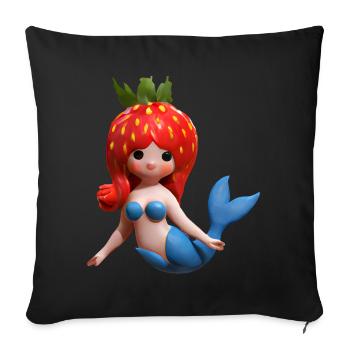 Sirène aux fraises - Housse de coussin décorative 45 x 45 cm - noir - Devant