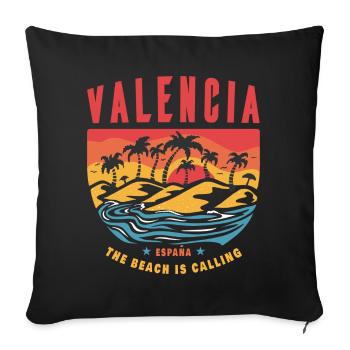 Valencia Spain palm trees beach design - Sofa pillowcase 17,3'' x 17,3'' (45 x 45 cm) - black - Front