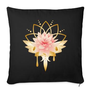 Lotus flower with golden blossom symbol - Sofa pillowcase 17,3'' x 17,3'' (45 x 45 cm) - black - Front