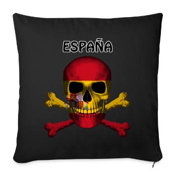 Crâne Jolly Roger Pirate Flag Espana R6Z - Housse de coussin décorative 45 x 45 cm - noir - Devant