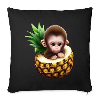 Little monkey in a pineapple - Sofa pillowcase 17,3'' x 17,3'' (45 x 45 cm) - black - Front