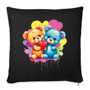 Love is a Bear Necessity - Sofa pillowcase 17,3'' x 17,3'' (45 x 45 cm) - black - Front