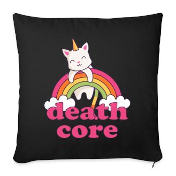 Lustig Deathcore Einhorn Katze Regenbogen Metal - Sofakissenbezug 45 x 45 cm - Schwarz - Vorne